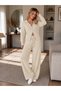 Women's Double Zipper Polo Collar Knitwear Set with Wide Leg Pants 26198 - 2