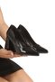 Stiletto Black Patent Leather Pointed Toe Covered Heel 9 cm Closed Shoes New Season - 4