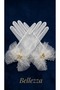 Tulle Fabric Wedding and Bridal Gloves with Pearl Accessories – Bellezza - 2