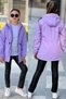 Girl's Colorful Hooded Pocketed Drawstring Waist Bondik Fabric Winter Coat Km4020 - 9