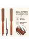 Milano Professional Slim Wooden Round Hair Brush M7182 with Black Sectioning Tool, Ball-Tipped Nylon Bristles and Square-Sided Handle for Precision Blow-Drying & Styling, Made in Italy - 2