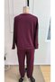 Women's long sleeve crew neck viscose two-piece set with mesh tulle detail: blouse and pants - 7