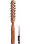 Milano Professional Extra-Slim Wooden Round Hair Brush M7181 with Sectioning Tool, Ball-Tipped Nylon Bristles and Square-Sided Handle for Precision Blow-Drying & Styling, Made in Italy