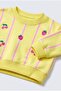 Girl's Strawberry Cherry Patterned Yellow School Sweatshirt and Sweatpants Set - 2