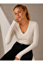 Long Sleeve Lined Finger-Looped 100% Organic Cotton V-Neck Ovv-3 - 2