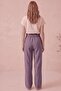Lilac Gathered Elastic Waist Linen Look Palazzo Trousers - 4