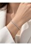 Brass Silver Color Thin Zircon Stone Waterway Women's Bracelet Adjustable - 2