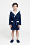 Hooded 100% Cotton Velvet Children's Bathrobe - 4
