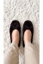 Women's Bitter Brown Rabbit Hair Bowknot Casual Ballerinas 1 cm Byndtav01 - 2