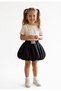 Girl's Black Elastic Waist Design Balloon Skirt-71012-Y