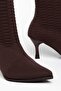 Labonji Brown Knitwear Pointed Toe Women's Heeled Boots - 3