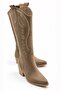 Django Women's Mink Suede Embroidered Pointed Toe Thick Heeled Below the Knee Western Cowboy Boots 5.5 cm Heel - 4