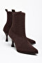 Labonji Brown Knitwear Pointed Toe Women's Heeled Boots - 2