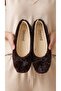 Women's Bitter Brown Rabbit Hair Bowknot Casual Ballerinas 1 cm Byndtav01
