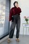 Premium Mom Cut Belted Women's Jean Trousers - Black - 2