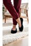 Women's Black Rabbit Fur Bowknot Casual Ballerinas 1 cm Byndtav01 - 4
