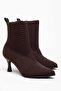 Labonji Brown Knitwear Pointed Toe Women's Heeled Boots - 5