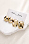 Women's Gold 2-Piece Earring Set Oval and Geometric Large Earring Model - 4