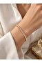 Brass Gold Color Barley Zircon Stone Waterway Women's Bracelet with Adjustable Feature - 2