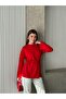 Crew Neck Side Slit Lace-Up Tunic Red
