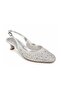 Mesh and Stone Oval Toe Open-Back Heeled Shoes - 4