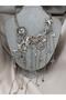 Silver Color Sun Moon Star Necklace – Bohemian Statement Women's Necklace with Multiple Star Details on a Long Chain