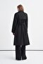Wide Collar Belted Classic Black Trench Coat 14208 - 6