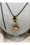 Black Adjustable Drawstring Necklace with Gold Snake Figure – Geometric Design Long Chain Women's Necklace Jewelry Accessory - 2