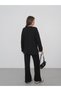 Women's Black Slit Detailed Modal Fabric Oversized Hijab Tunic Long Sleeve Sweatshirt - 9