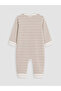 Beige Striped Baby Boy Jumpsuit - 5