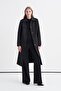Wide Collar Belted Classic Black Trench Coat 14208 - 2