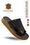 Genuine Leather Men's Slippers - Genuine Leather Men's Slippers with Soft Thick Sole 3D Black