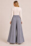 Comfortable Wide Leg Gray Trousers with Elastic Waist 1620 - 3
