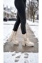 Side Zipper, Lace-Up, High Sole, Front Belt Detail, Women's Long Boots - 8