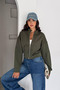 Zippered Stand Collar Sweatshirt Khaki - 2