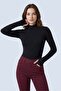 3-Black Half Turtleneck Finger Loop Long Sleeve Body/Blouse - Pack of 3 - 3