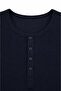 Shale - Navy Blue - Crew Neck Long Sleeve - 100% Cotton - Collar Buttoned Men's Tshirt - 4