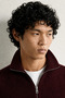 Orlo - Burgundy - Cotton Half-Zip - High-Neck Men's Sweater