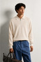 Kelso - Beige - Cotton Zippered Polo Collar - Men's Sweater - 7