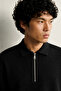 Kelso - Black - Cotton Zippered Polo Collar - Men's Sweater - 3