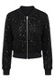 Zippered Sequin Pullover Sweater Black