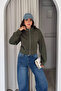 Zippered Stand Collar Sweatshirt Khaki - 3