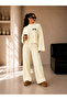 Bowknot Embroidered Stand Collar Sweater and Pants Two-Piece Knitwear Set - 5