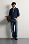 Kelso - Navy - Cotton Zippered Polo Collar - Men's Sweater - 5