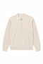 Kelso - Beige - Cotton Zippered Polo Collar - Men's Sweater - 4