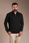 Men's Black Terry Zippered Knit Sweater