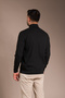 Men's Black Terry Zippered Knit Sweater - 5