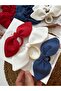 Set of 3 Bowknot Rubber Buckles - Red, White, Navy Blue Fabric Buckles for Children & Adults