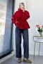 Premium Waist-Tie Stand Collar Short Trench Coat - Red - 6