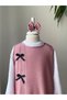 Girl's Glittery Winter Gilet Dress with Ribbon and Collar Decoration, Soft Sweater with Gift - 3